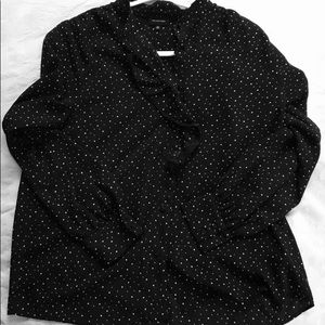 WHO WHAT WEAR Blk-Lng Sleeve Dinner Blouse & Stars